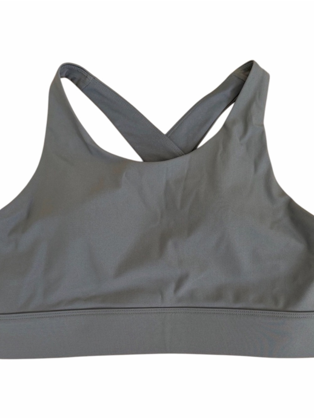 Fabletics Oasis Twist Gray Blue Crossed-Strap Sports Bra
